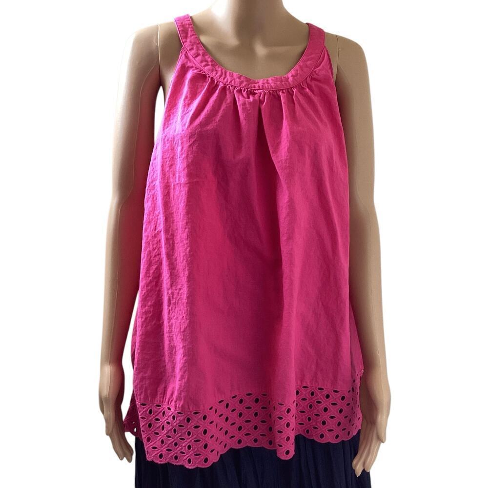 Signature Collection gathered neckline decorative eyelet border along the hem 2X